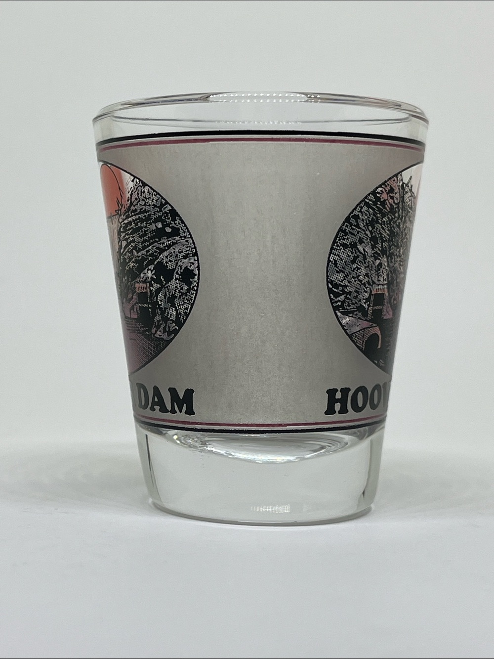 Hoover Dam Souvenir Shot Glass - White with Orange Accent - Picture 2 of 3